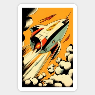 Retro Sci-Fi Rocket! Sticker